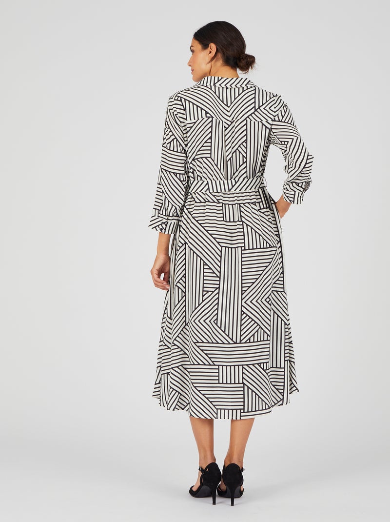 Robe crêpe imprimé graphique - Damart Blanc - Kiabi