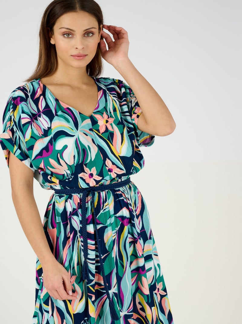 Robe crépon pure viscose - Damart Bleu marine - Kiabi