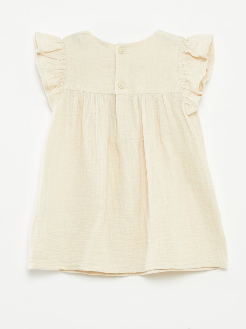 Robe crochet en gaze de coton BLANC - Kiabi