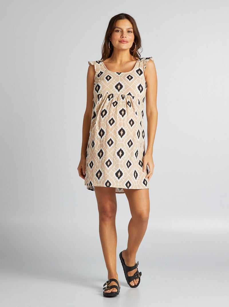 Robe d'allaitement en coton Beige - Kiabi
