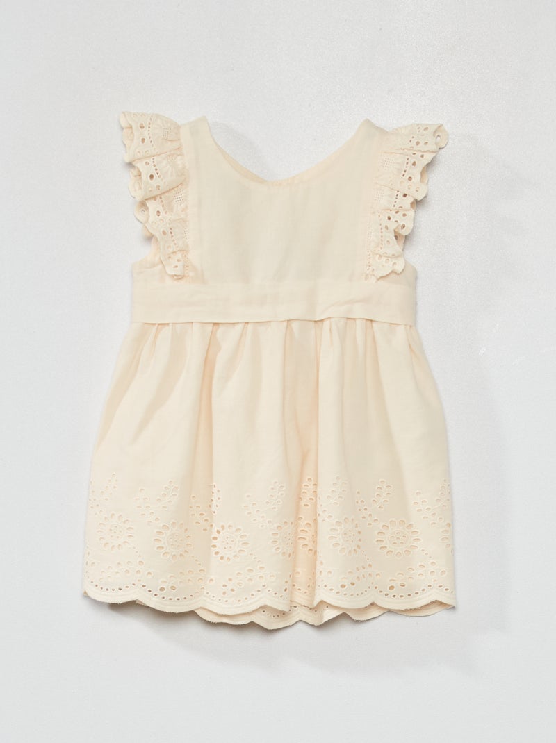 Robe de cérémonie avec broderies anglaises Blanc - Kiabi