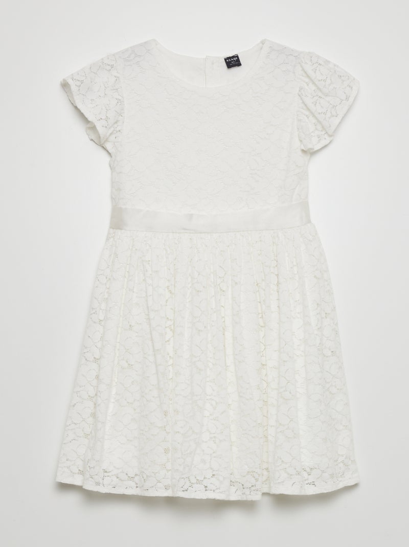Robe de cérémonie en dentelle blanc - Kiabi