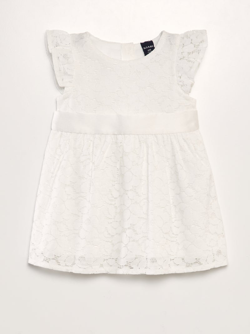 Robe de cérémonie en dentelle blanc - Kiabi