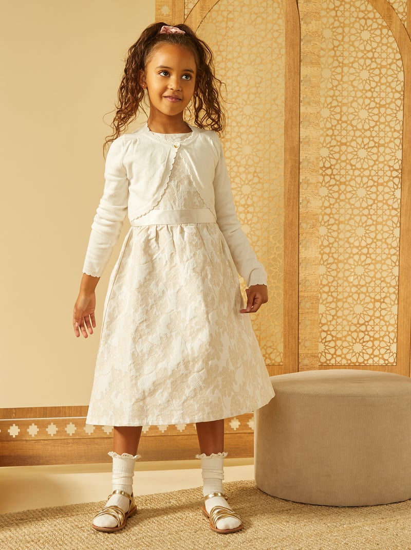 Robe de cérémonie en jacquard sans manches BLANC - Kiabi