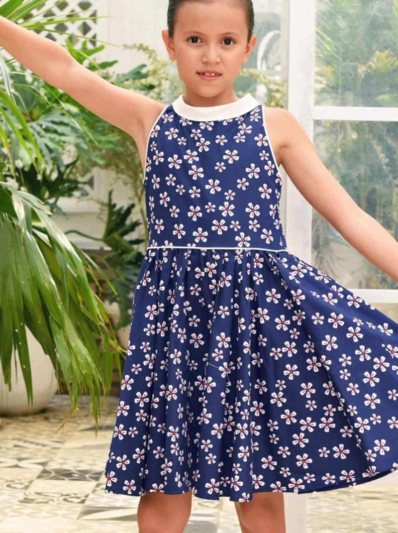 Robe de Cérémonie Fille  Bleu Marine Fleuri Blanche  HEPBURN - 'LA FAUTE A VOLTAIRE' Bleu marine - Kiabi