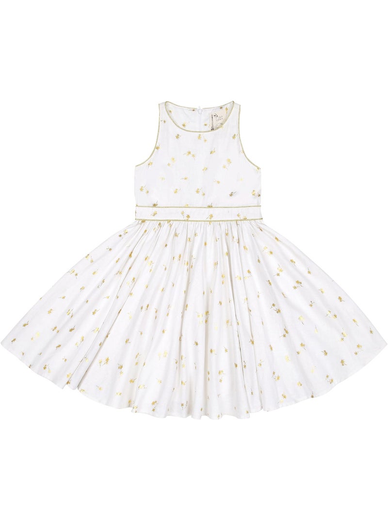 Robe de Cérémonie  qui Tourne en Lin  et   HEPBURN - La Faute à Voltaire Blanc Doré - Kiabi