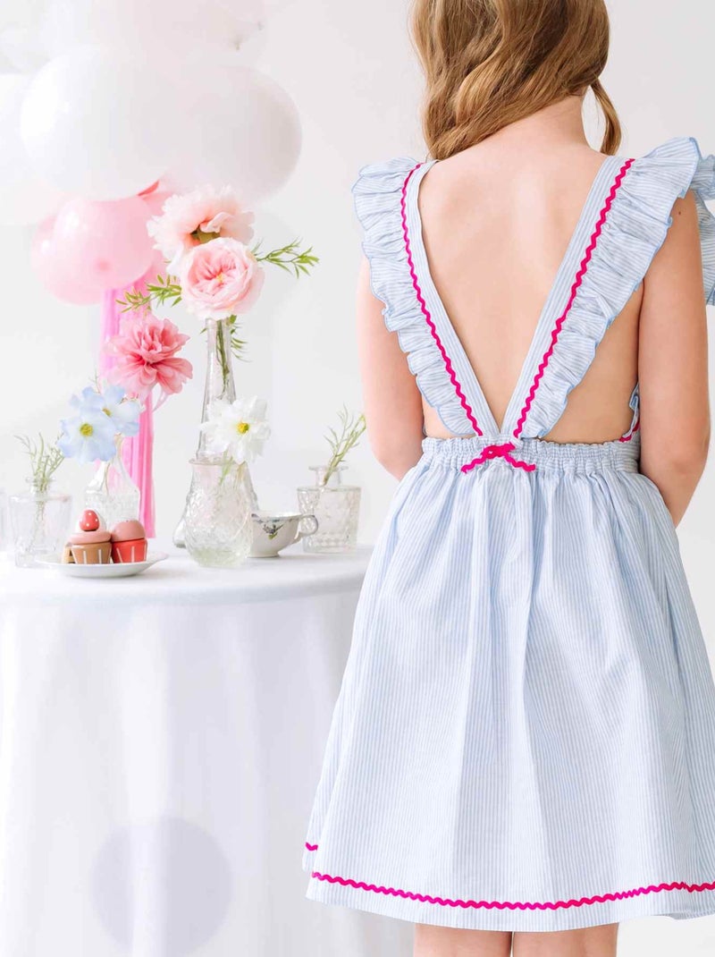 Robe de Cérémonie  Rayures   à Volants  LILI - La Faute à Voltaire Bleu Bleu ciel Blanc - Kiabi
