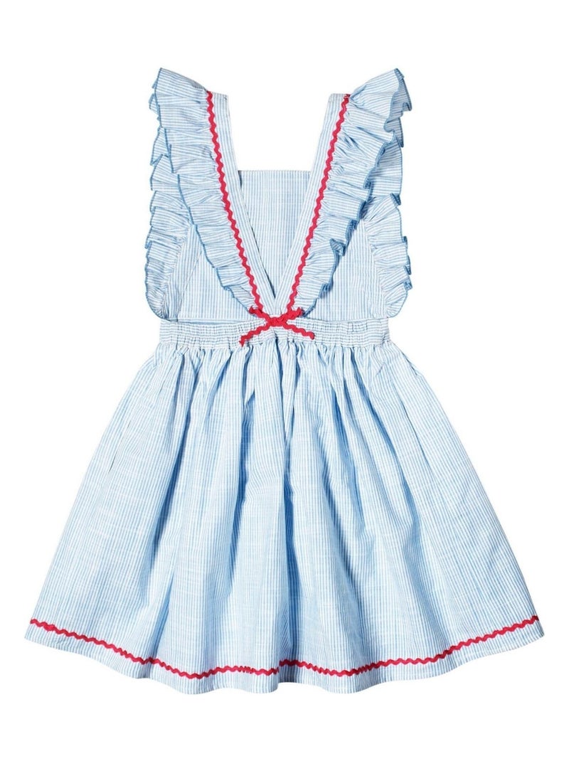 Robe de Cérémonie  Rayures   à Volants  LILI - La Faute à Voltaire Bleu Bleu ciel Blanc - Kiabi