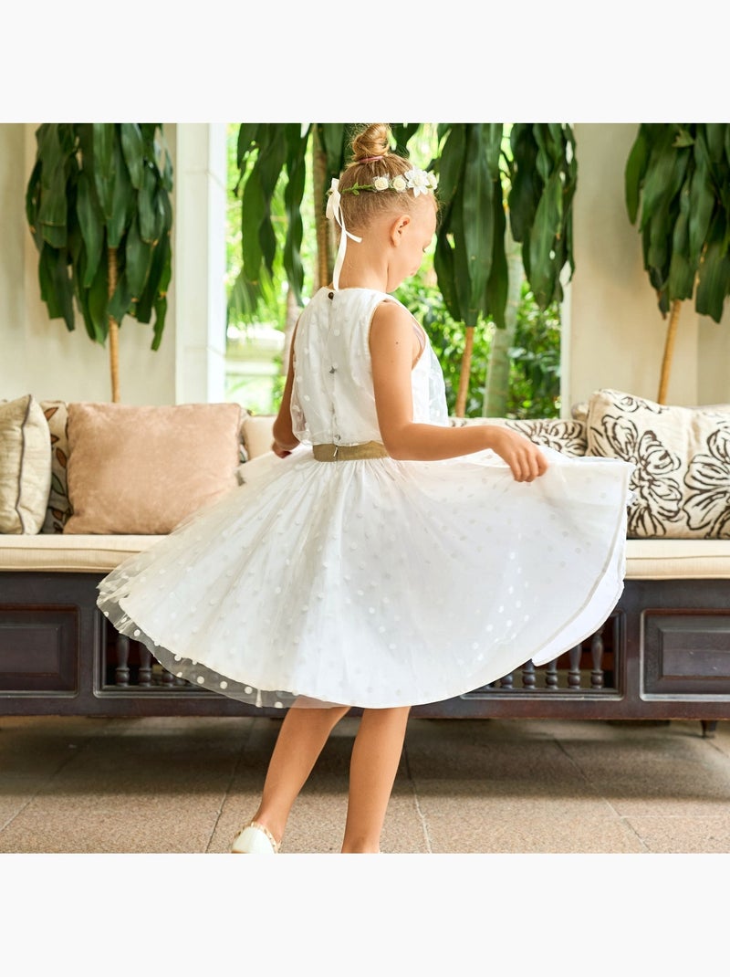 Robe de Cérémonie   Tulle  Lin   HEPBURN - La Faute à Voltaire Blanc Doré - Kiabi