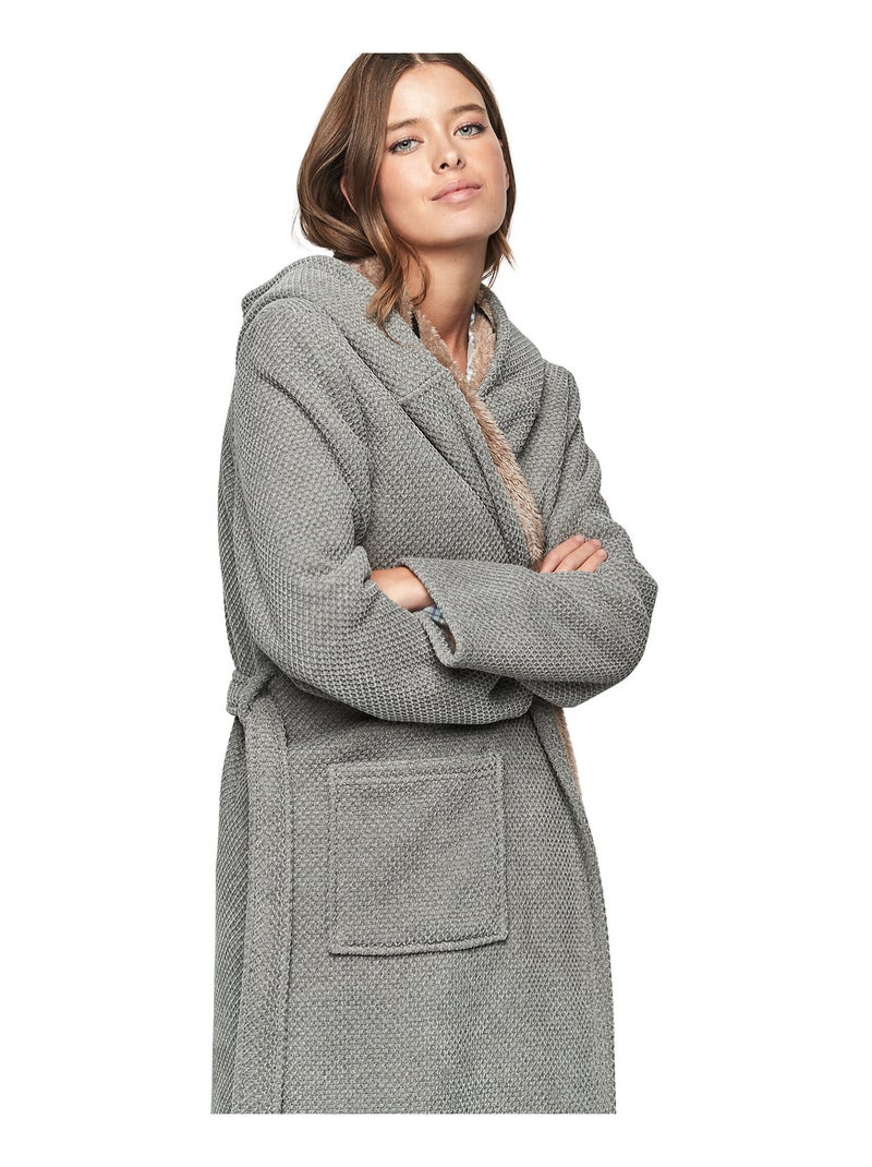 Robe de chambre à capuche unisexe pc1 Gris - Kiabi