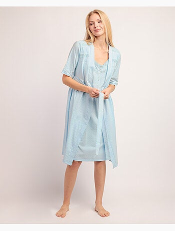 Robe de chambre à manches courtes à pois pour femme ADMAS CLASSIC