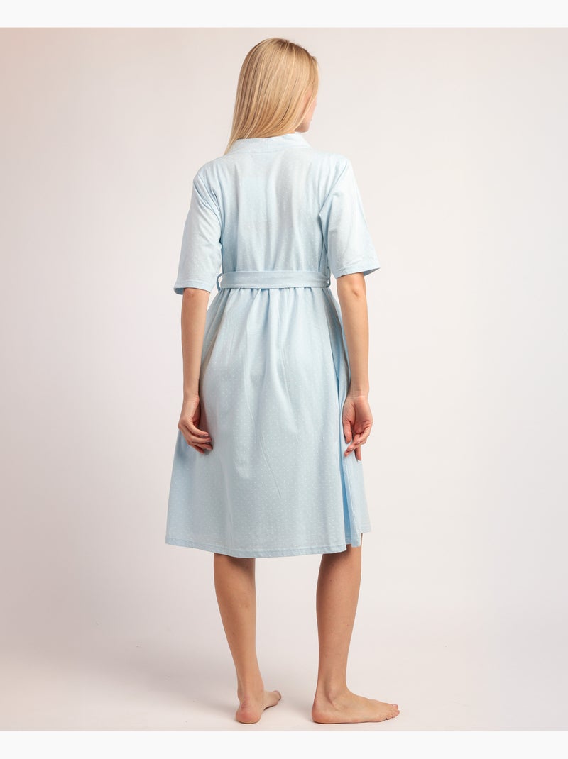 Robe de chambre à manches courtes à pois pour femme ADMAS CLASSIC Bleu ciel - Kiabi