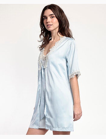 Robe de chambre à manches courtes en guipure pour femme ADMAS CLASSIC