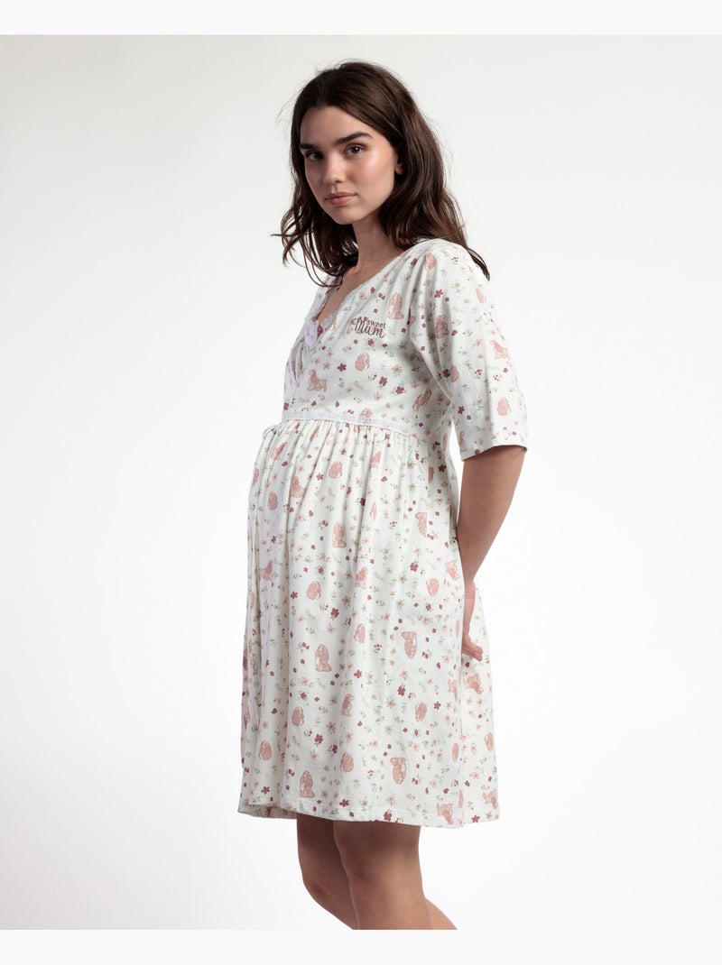 Robe de chambre à manches françaises Disney Lady Mum pour femme Ecru - Kiabi