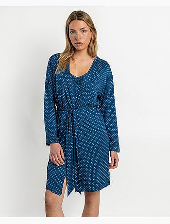 Robe de chambre à manches longues en dentelle à pois pour femme ADMAS CLASSIC