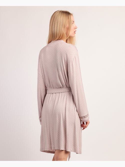 Robe de chambre à manches longues en dentelle à pois pour femme ADMAS CLASSIC - Kiabi Robe de chambre à manches longues en dentelle à pois pour femme ADMAS CLASSIC - Kiabi
