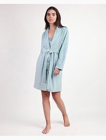 Robe de chambre à manches longues en dentelle à pois pour femme ADMAS CLASSIC