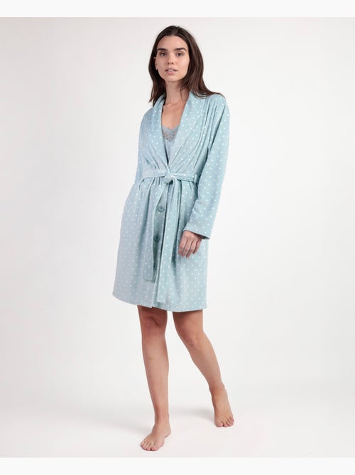 Robe de chambre à manches longues en dentelle à pois pour femme ADMAS CLASSIC - Kiabi Robe de chambre à manches longues en dentelle à pois pour femme ADMAS CLASSIC - Kiabi