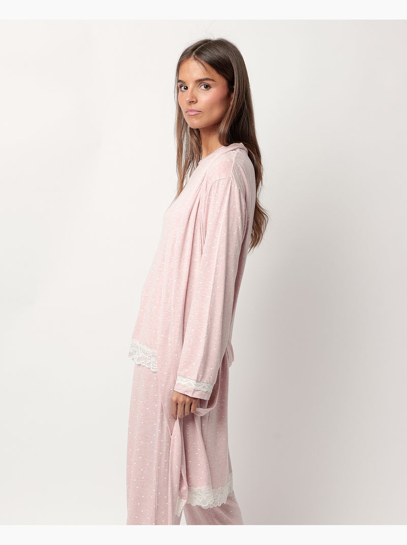 Robe de chambre à manches longues pour femme ADMAS CLASSIC, motif curs Rose - Kiabi