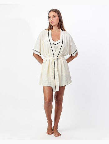 Robe de chambre à manches tombantes et coutures pour femme ADMAS LUXURY