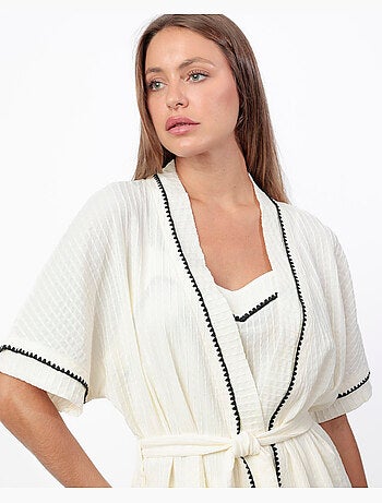 Robe de chambre à manches tombantes et coutures pour femme ADMAS LUXURY