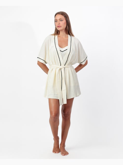 Robe de chambre à manches tombantes et coutures pour femme ADMAS LUXURY - Kiabi Robe de chambre à manches tombantes et coutures pour femme ADMAS LUXURY - Kiabi