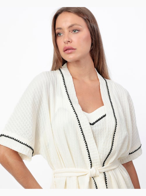 Robe de chambre à manches tombantes et coutures pour femme ADMAS LUXURY - Kiabi Robe de chambre à manches tombantes et coutures pour femme ADMAS LUXURY - Kiabi