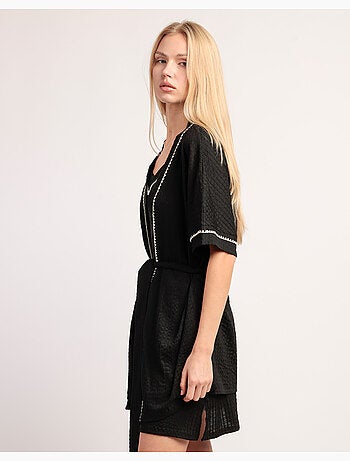 Robe de chambre à manches tombantes et coutures pour femme ADMAS LUXURY