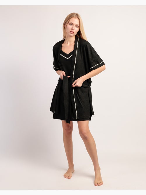 Robe de chambre à manches tombantes et coutures pour femme ADMAS LUXURY - Kiabi Robe de chambre à manches tombantes et coutures pour femme ADMAS LUXURY - Kiabi