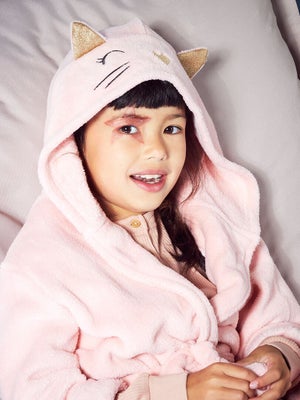 Peignoir Chat Pour Fille - Molleton Doux Avec Capuche à Oreilles, Ceinture Intégrée - Cadeau Enfant