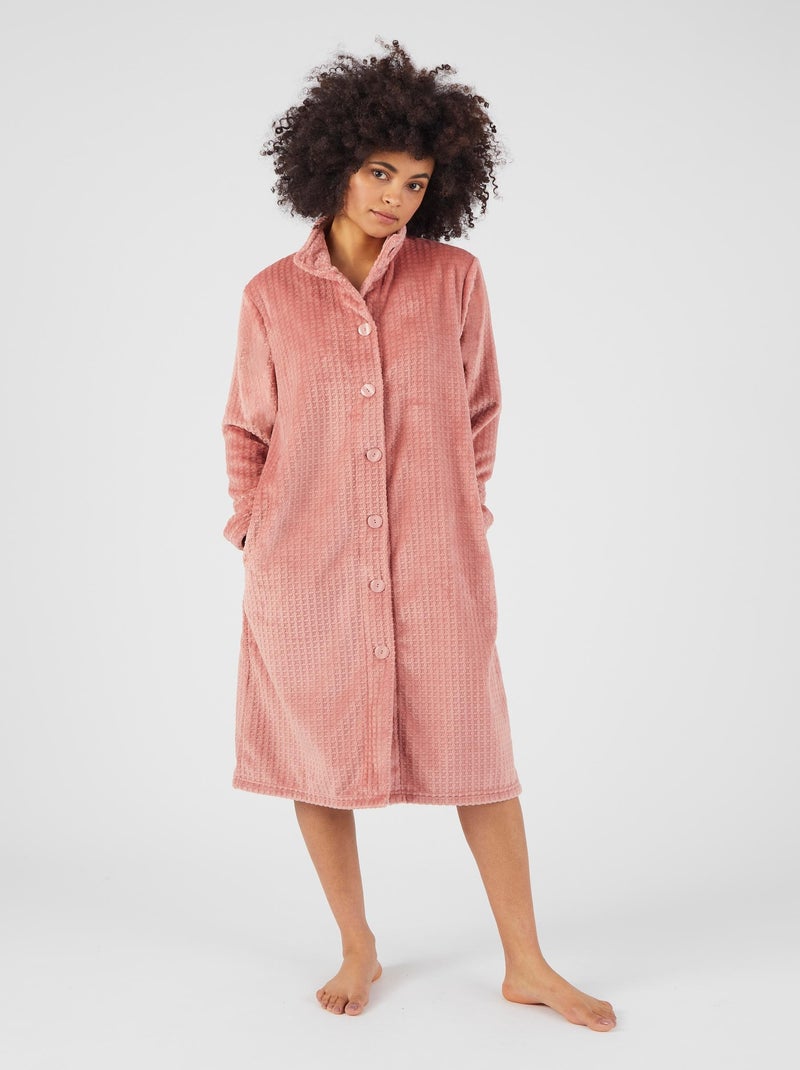 Robe de chambre boutonnée maille chaude Thermolactyl - Damart Rose - Kiabi