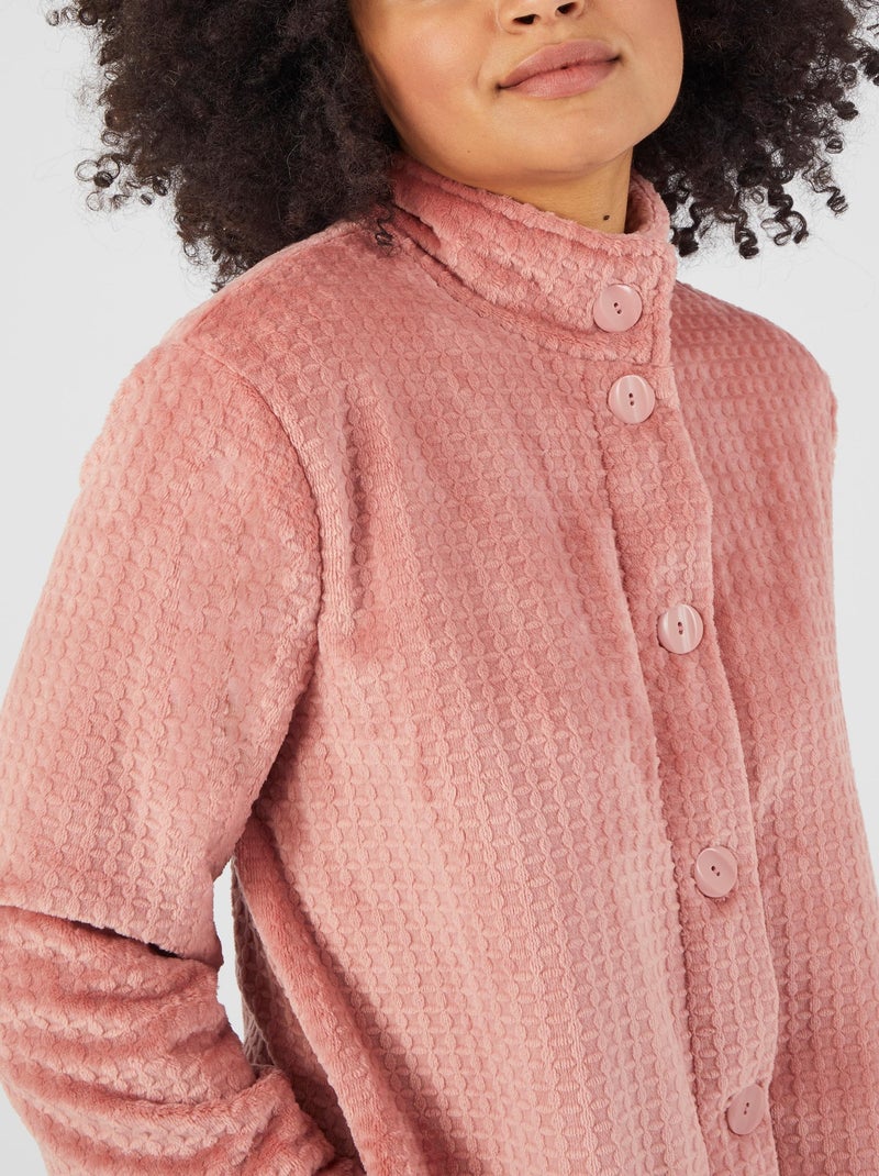 Robe de chambre boutonnée maille chaude Thermolactyl - Damart Rose - Kiabi