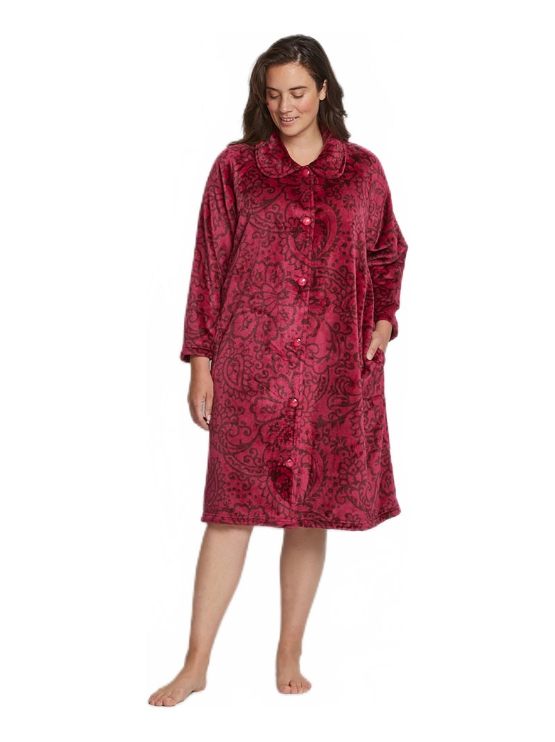 Robe de chambre boutonnée maille polaire Rouge - Kiabi