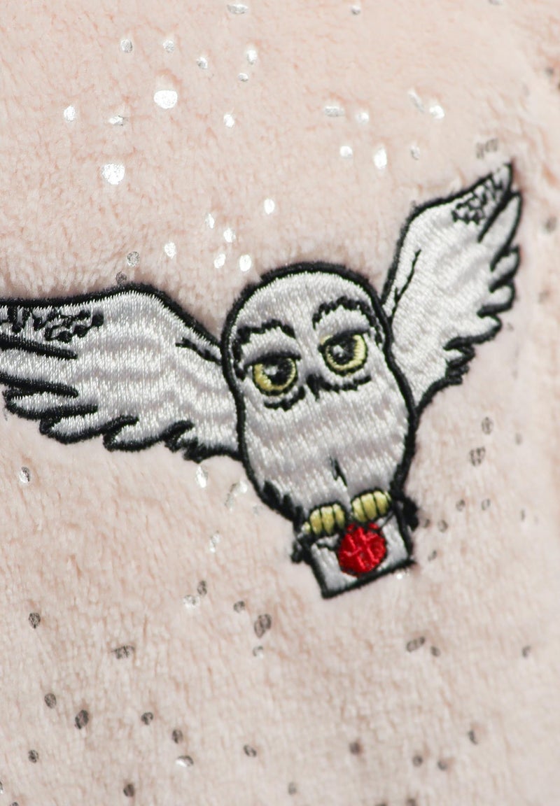 Robe de chambre brodée à capuche, HARRY POTTER HEDWIGE Rose clair - Kiabi