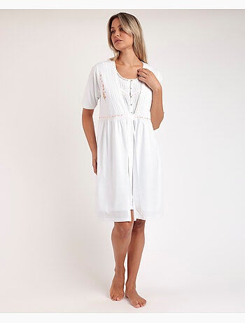 Robe de chambre brodée à manches courtes pour femme ADMAS CLASSIC