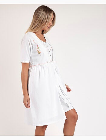 Robe de chambre brodée à manches courtes pour femme ADMAS CLASSIC