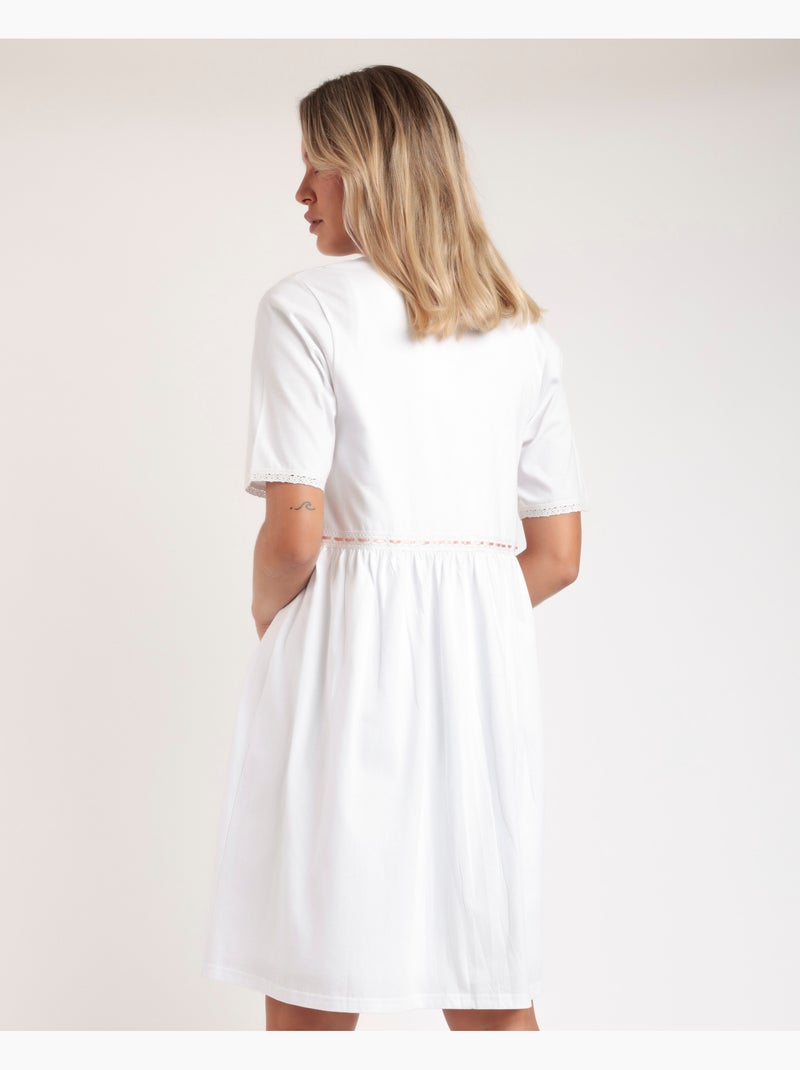 Robe de chambre brodée à manches courtes pour femme ADMAS CLASSIC Blanc - Kiabi