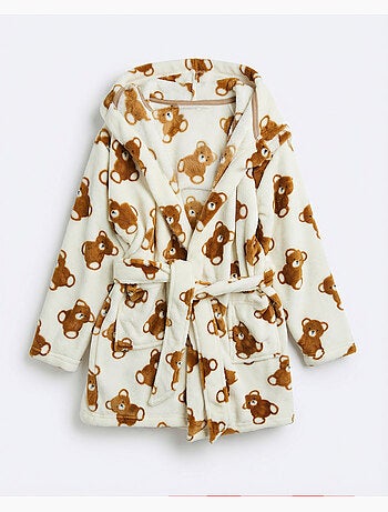 Robe de chambre chaude à manches longues ADMAS avec motif ours en peluche pour filles