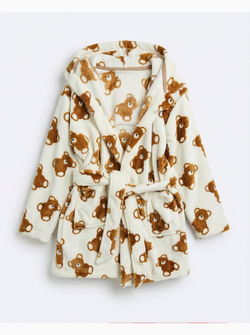 Robe de chambre chaude à manches longues ADMAS avec motif ours en peluche pour filles - Kiabi Robe de chambre chaude à manches longues ADMAS avec motif ours en peluche pour filles - Kiabi