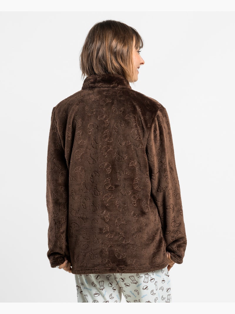 Robe de chambre chaude à manches longues ADMAS pour femme Marron chocolat - Kiabi