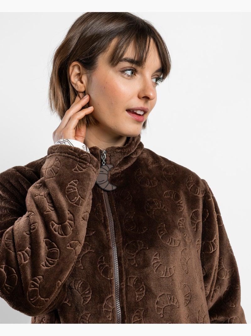 Robe de chambre chaude à manches longues ADMAS pour femme Marron chocolat - Kiabi