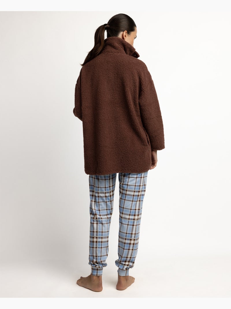 Robe de chambre chaude à manches longues admas pour femme, modèle sherpa dreams Marron - Kiabi