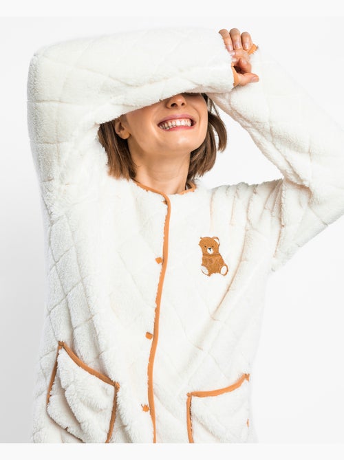 Robe de chambre chaude à manches longues ADMAS pour femmes, motif ours en peluche - Kiabi