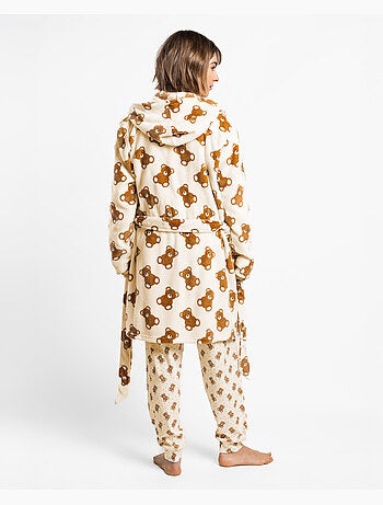Robe de chambre chaude à manches longues ADMAS pour femmes, motif ours en peluche