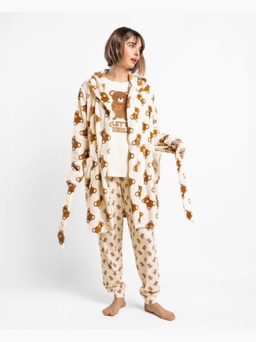 Robe de chambre chaude à manches longues ADMAS pour femmes, motif ours en peluche - Kiabi Robe de chambre chaude à manches longues ADMAS pour femmes, motif ours en peluche - Kiabi