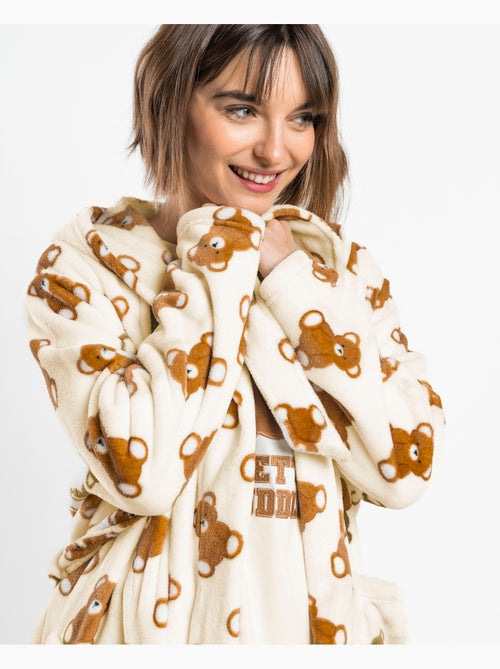 Robe de chambre chaude à manches longues ADMAS pour femmes, motif ours en peluche - Kiabi Robe de chambre chaude à manches longues ADMAS pour femmes, motif ours en peluche - Kiabi