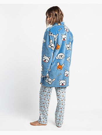 Robe de chambre chaude à manches longues et volants pour femme ADMAS