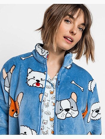 Robe de chambre chaude à manches longues et volants pour femme ADMAS