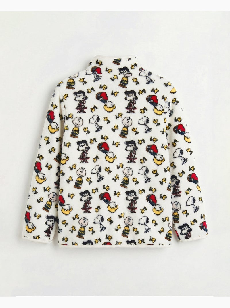 Robe de chambre chaude à manches longues PEANUTS pour filles Ecru - Kiabi
