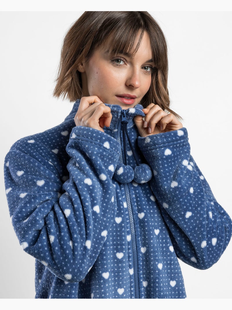 Robe de chambre chaude à manches longues pour femme admas > Bleu - Kiabi